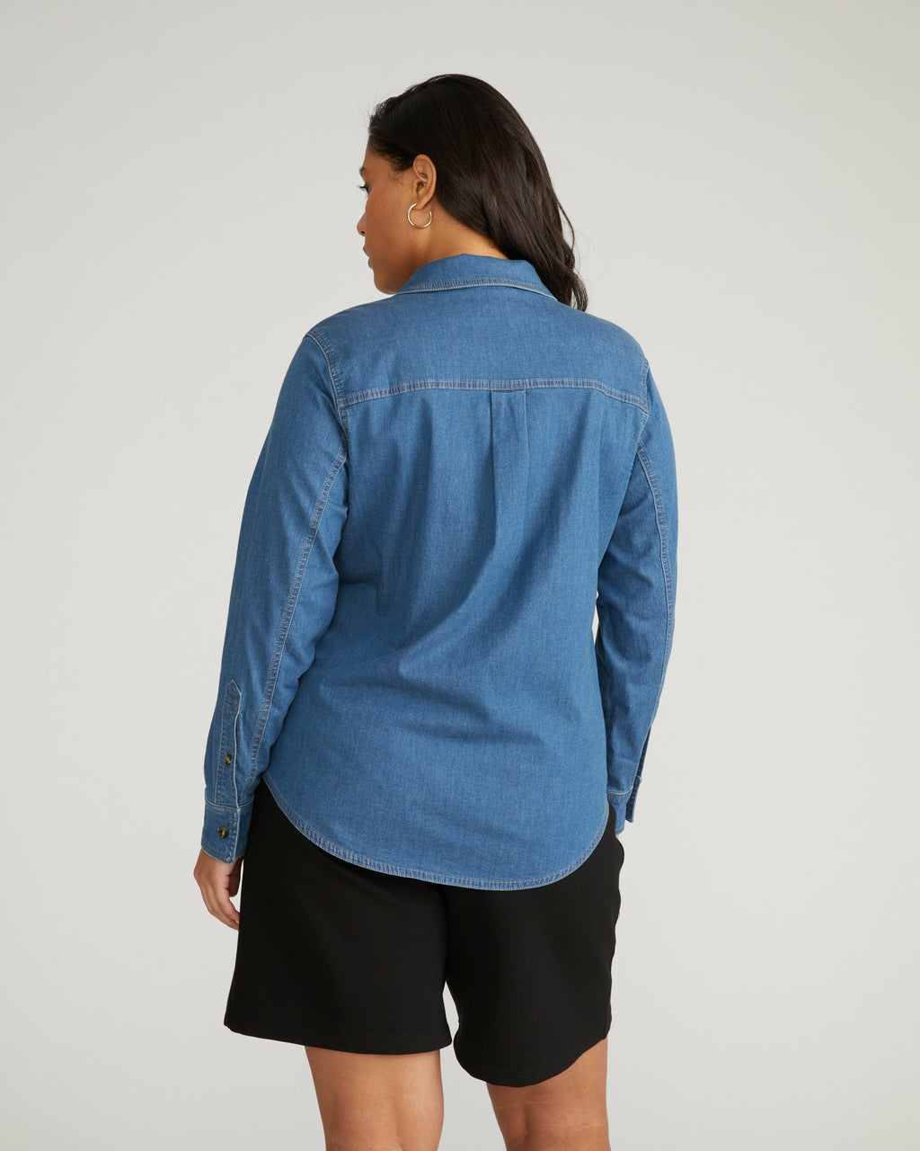 Minimalist Stretch Cotton Chambray Shirt - Orion Blue | Universal Standard