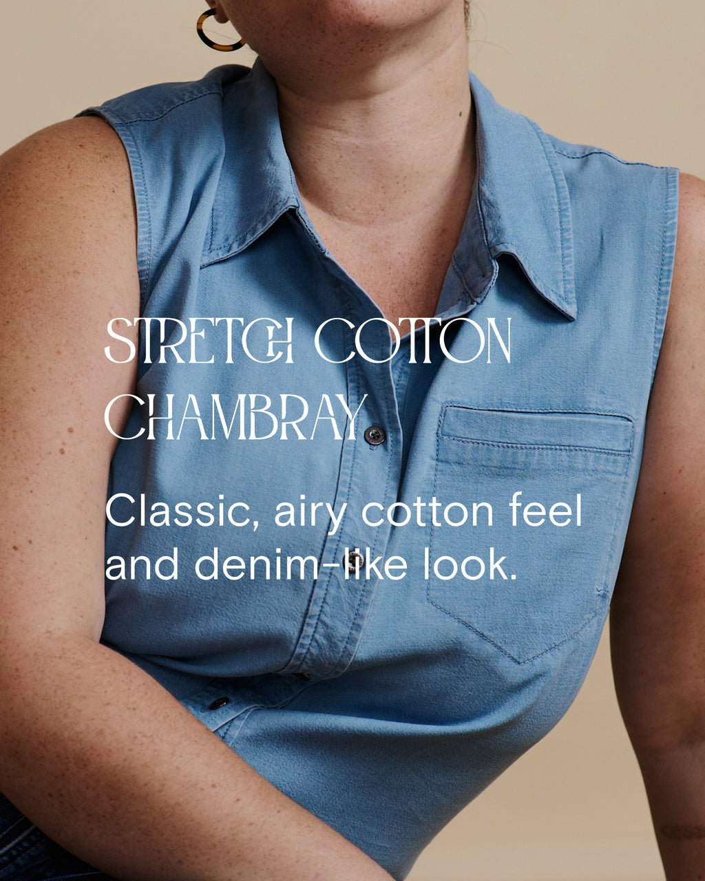 Minimalist Stretch Cotton Chambray Shirt - Union City Blue | Universal Standard
