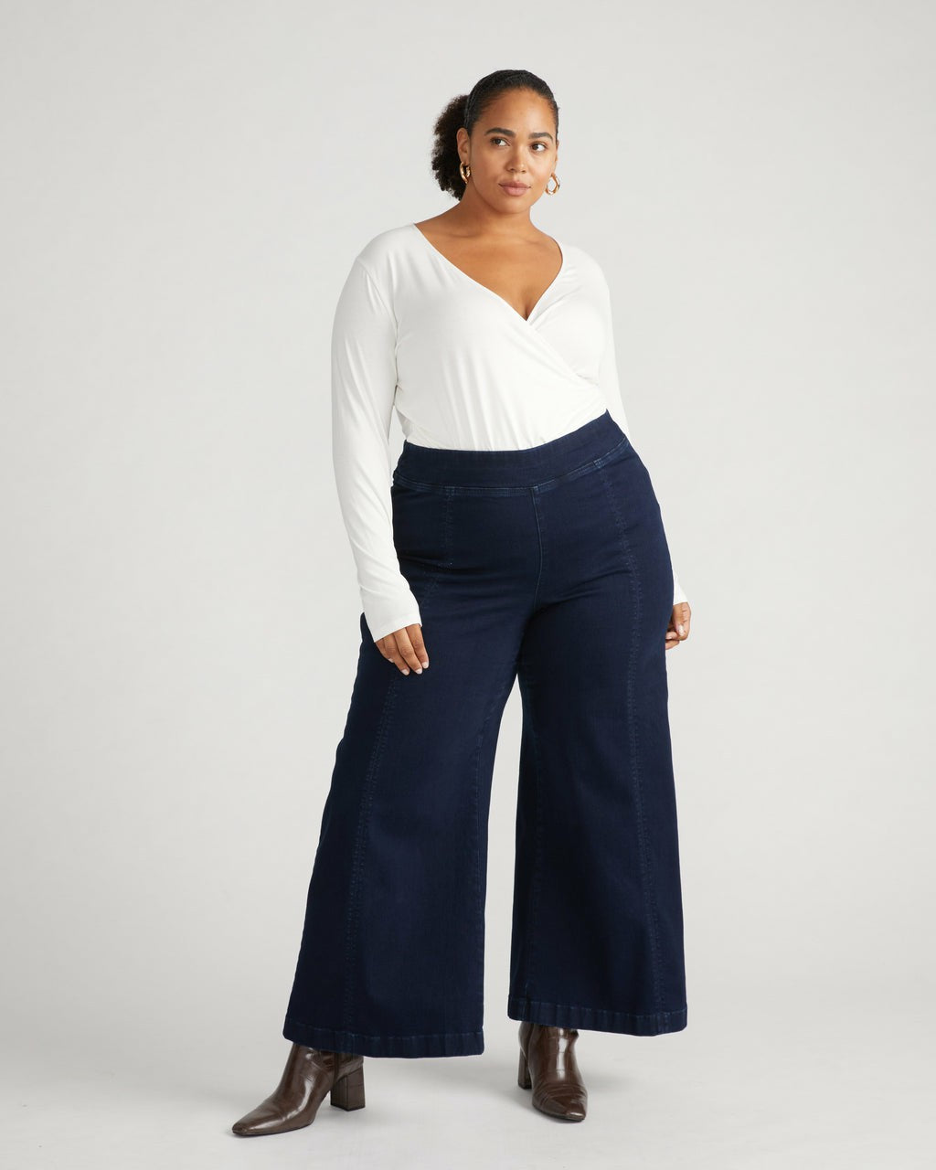 Olivia Pintuck Wide Leg Jeans - Dark Indigo | Universal Standard
