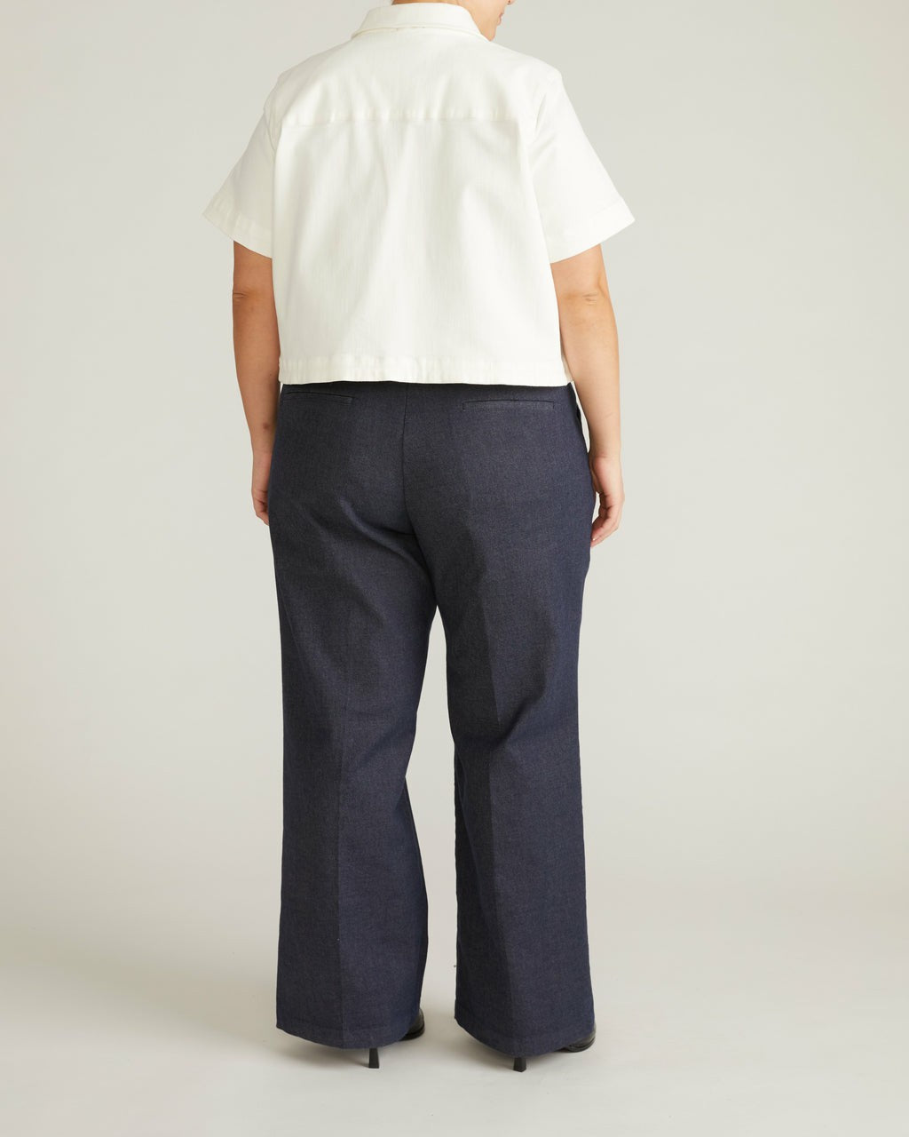 Flynn Short Sleeve Denim Shacket - White | Universal Standard