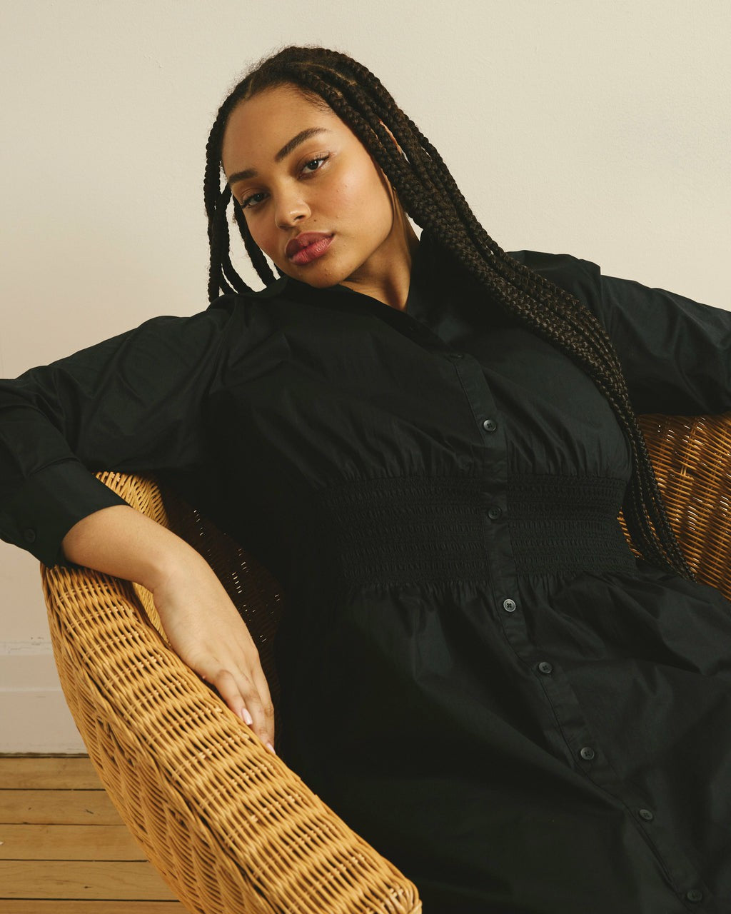 Hamptons Smocked Shirtdress - Black | Universal Standard