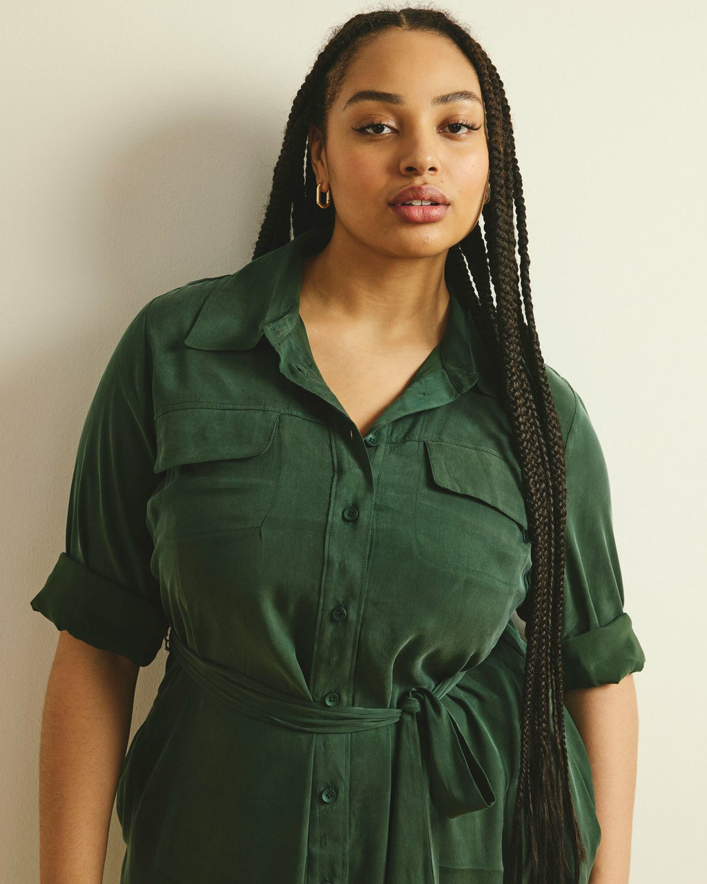 Cooling Stretch Cupro Savannah Dress - Forest Green | Universal Standard
