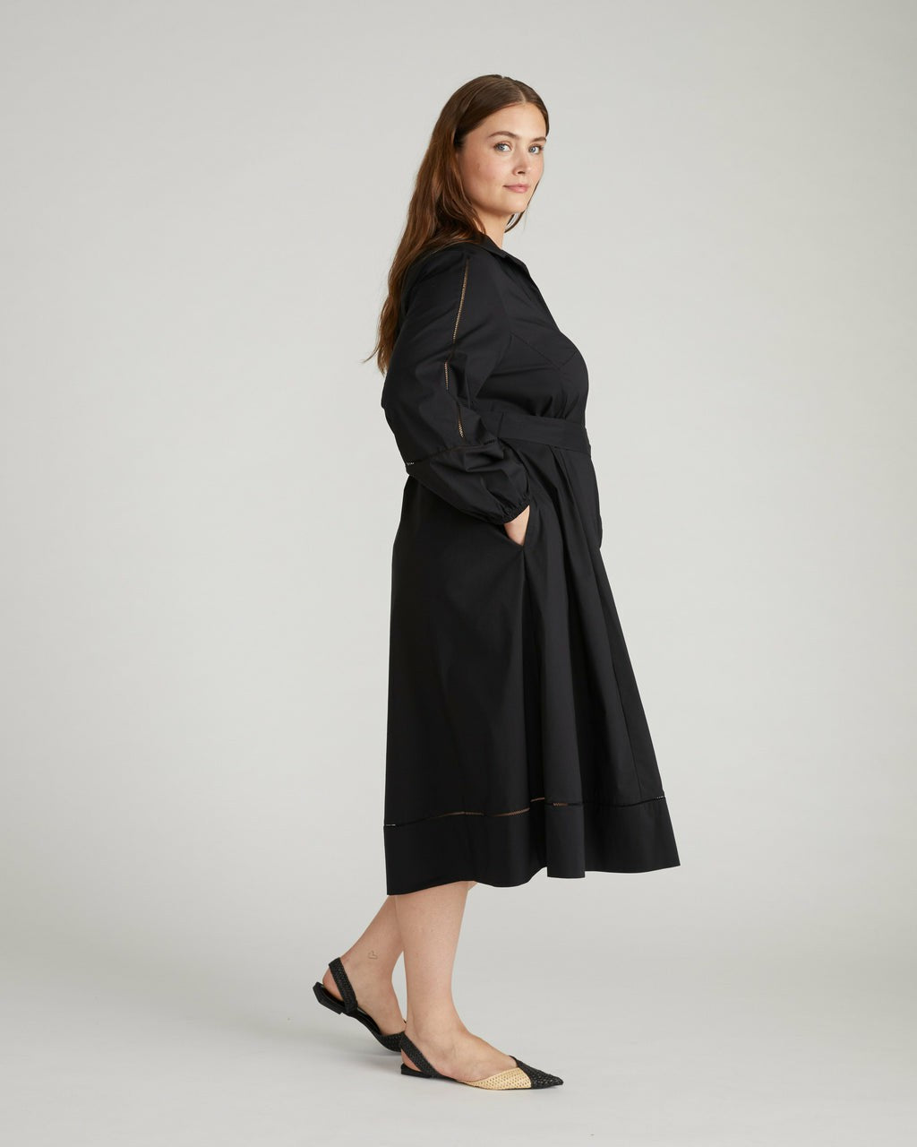 Claire Stretch Poplin Shirtdress - Black | Universal Standard