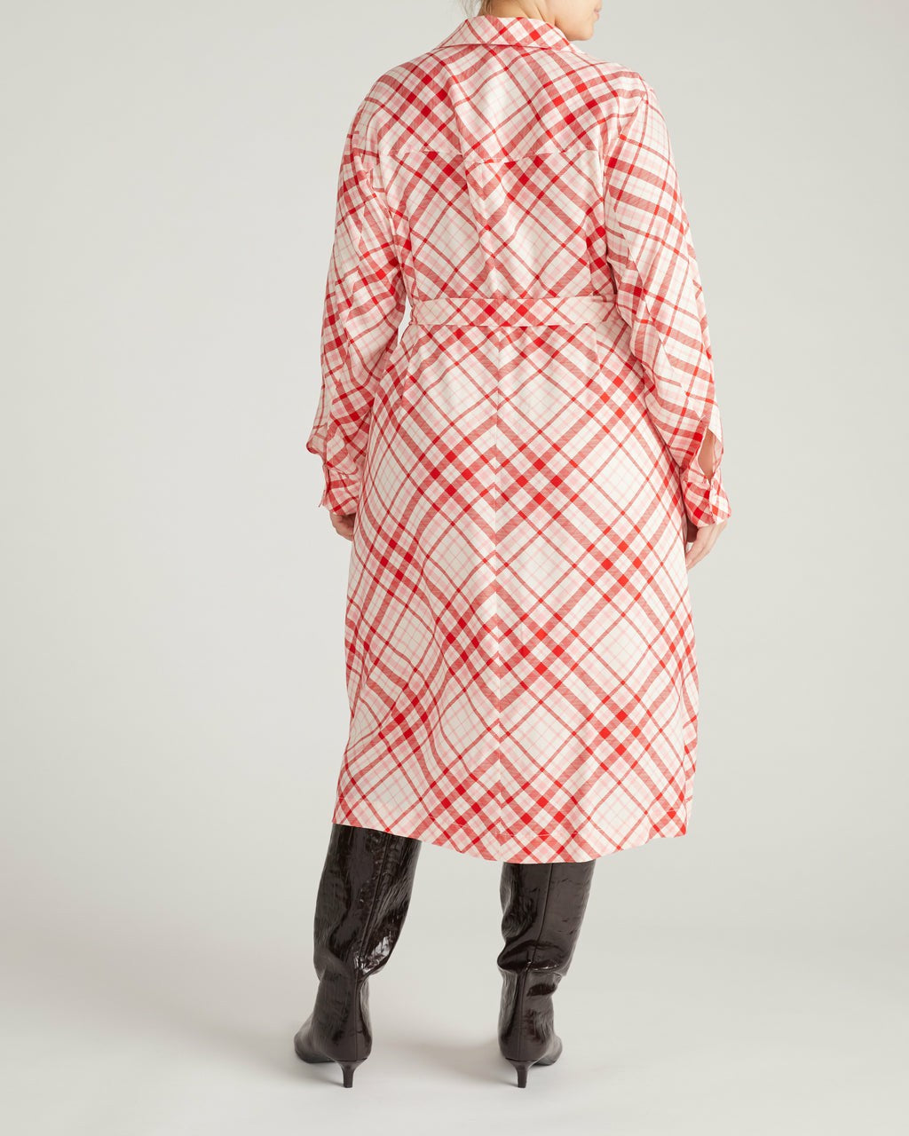 Cooling Stretch Cupro Savannah Dress - Red Plaid Print | Universal Standard