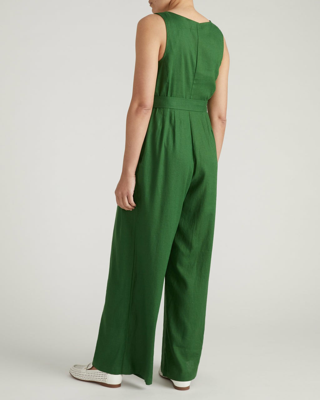 Rania Belted Linen Blend Jumpsuit - Jardin | Universal Standard