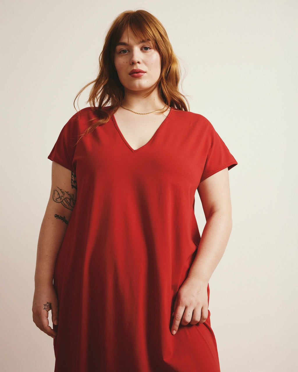 Iconic Geneva V-Neck Dress - Ruby Red | Universal Standard