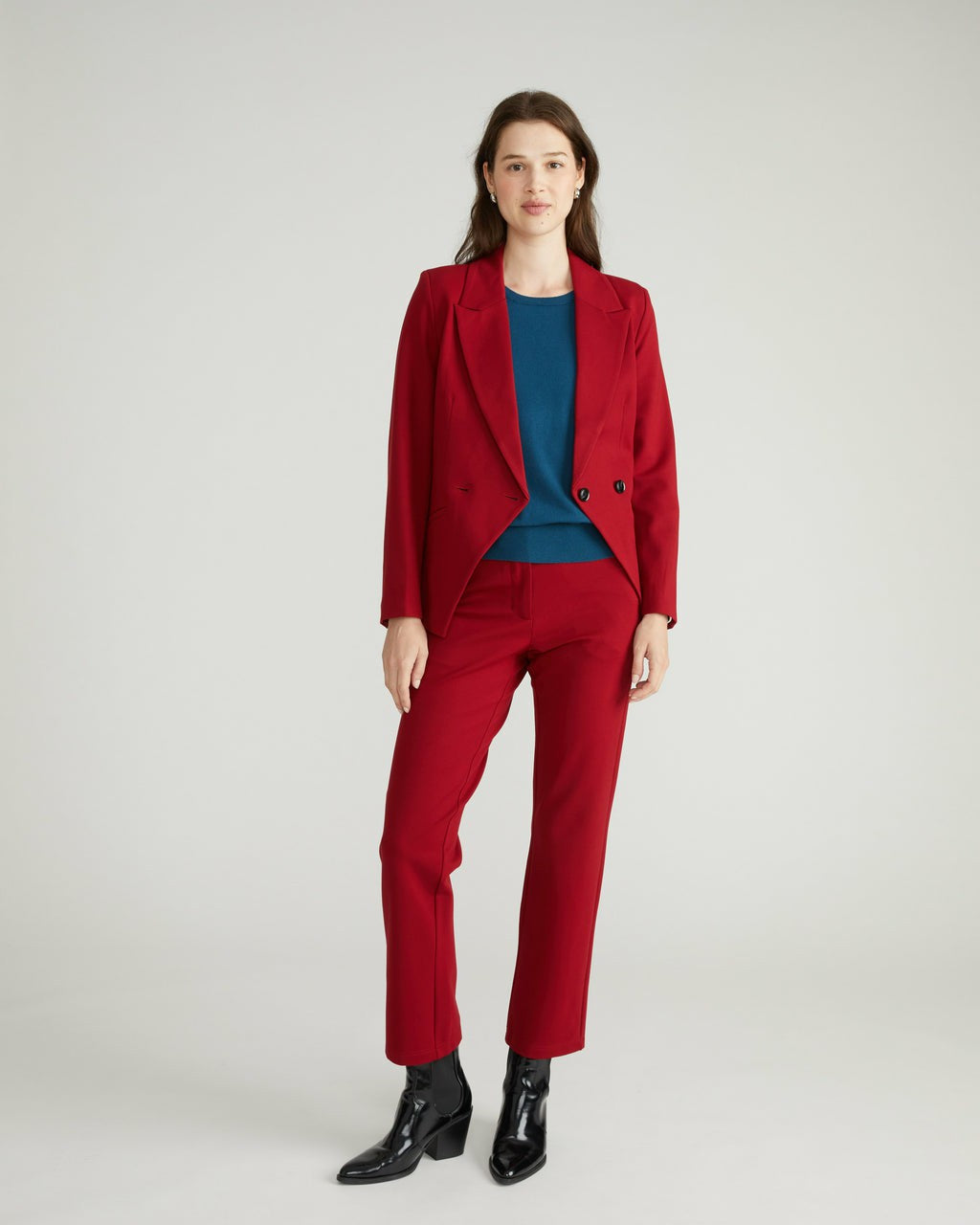 Bianca Double Breasted Ponte Blazer - Garnet | Universal Standard