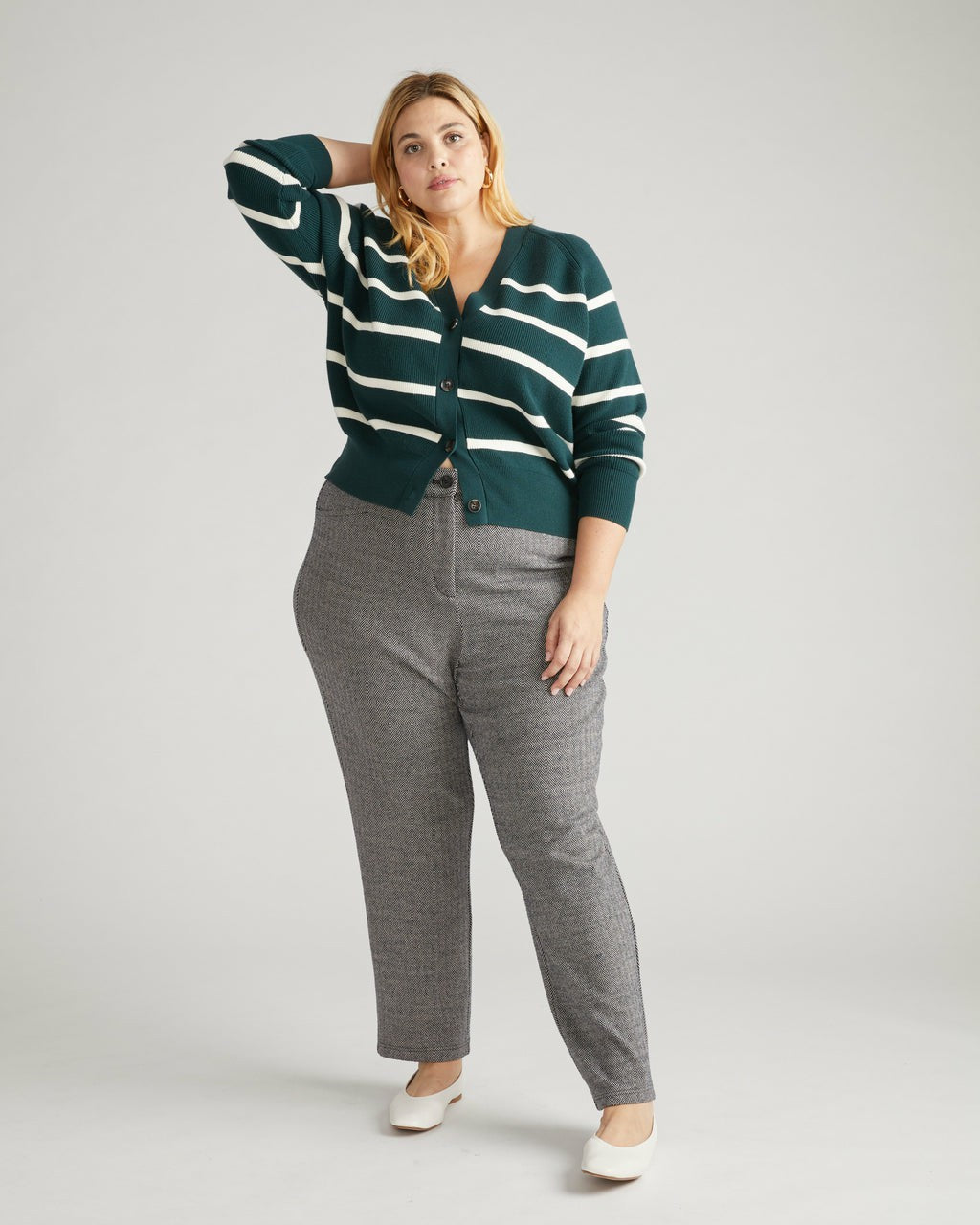 Long Cigarette Ponte Pants - Herringbone Tweed | Universal Standard
