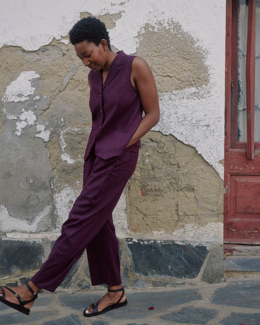 Lou Barrel Leg Linen Blend Pants - Acai | Universal Standard