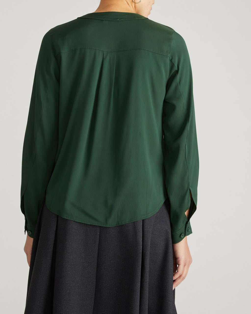 Cooling Stretch Cupro Button-Down Blouse - Forest Green | Universal Standard