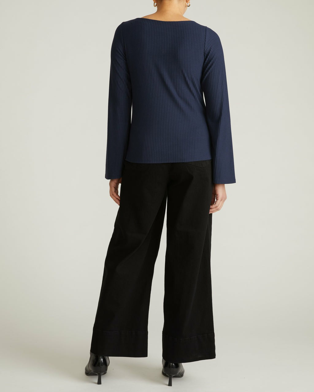 Yasmin Flare Sleeve Ribbed Top - Midnight | Universal Standard