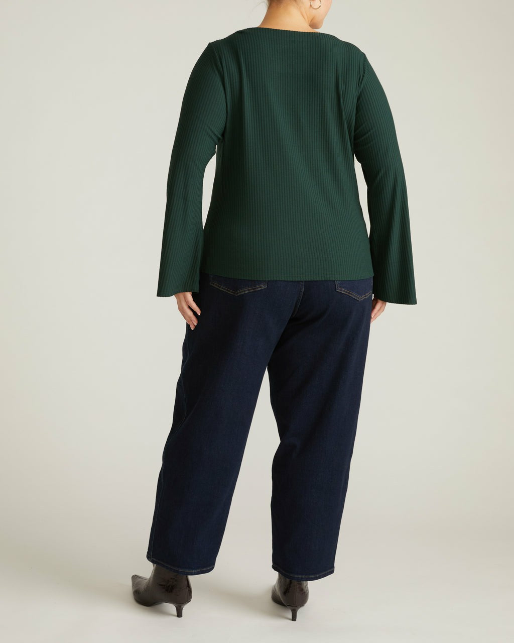 Yasmin Flare Sleeve Ribbed Top - Forest Green | Universal Standard
