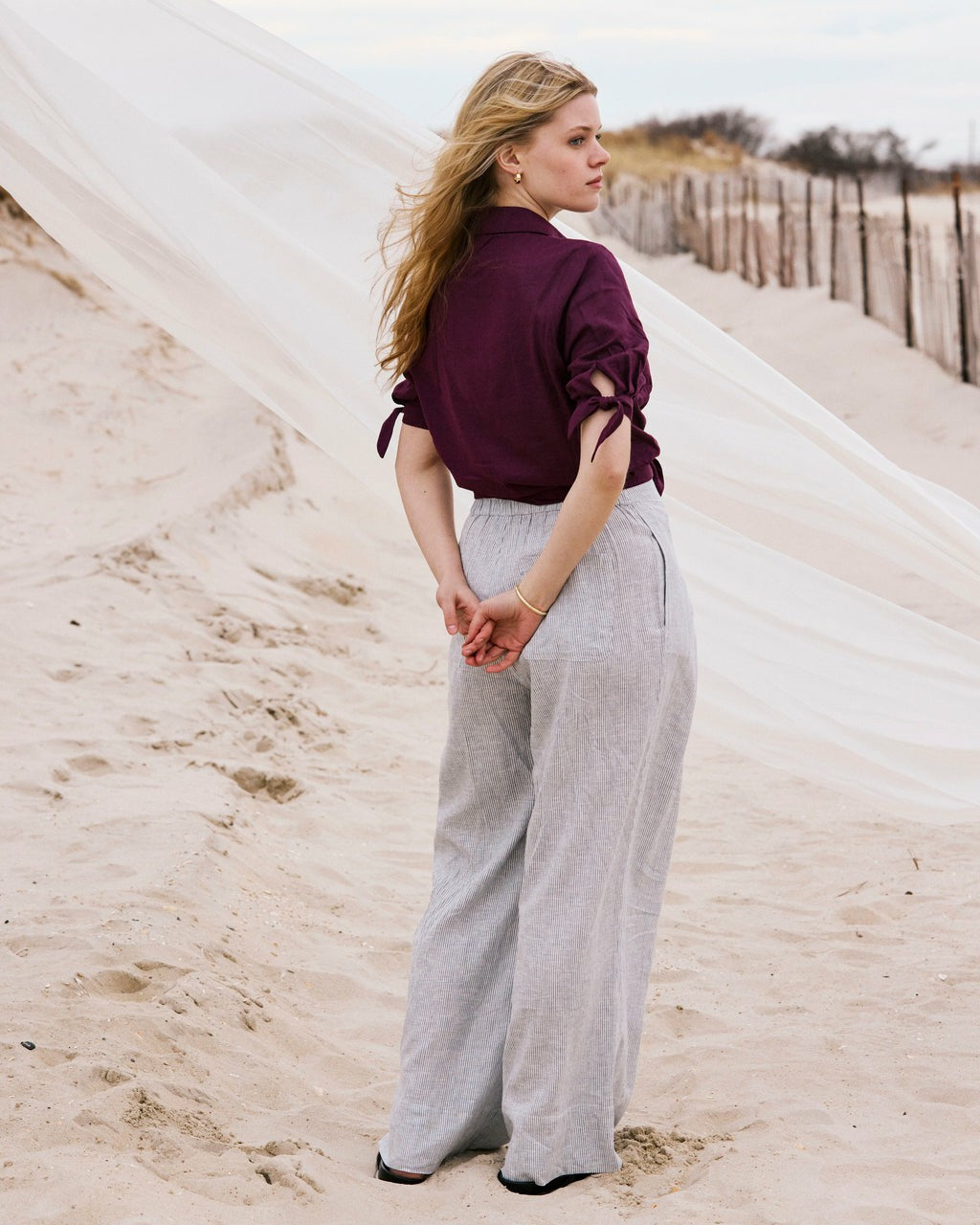 Luisa Short Sleeve Linen Blend Shirt - Acai | Universal Standard
