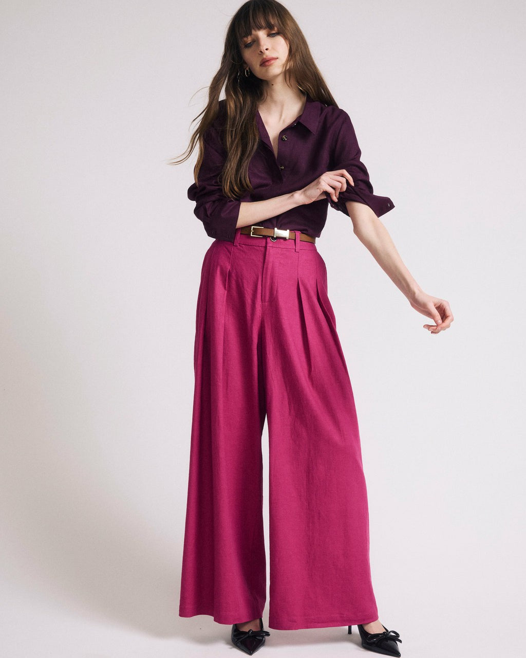 Elbe Stretch Linen Blend Shirt - Acai | Universal Standard