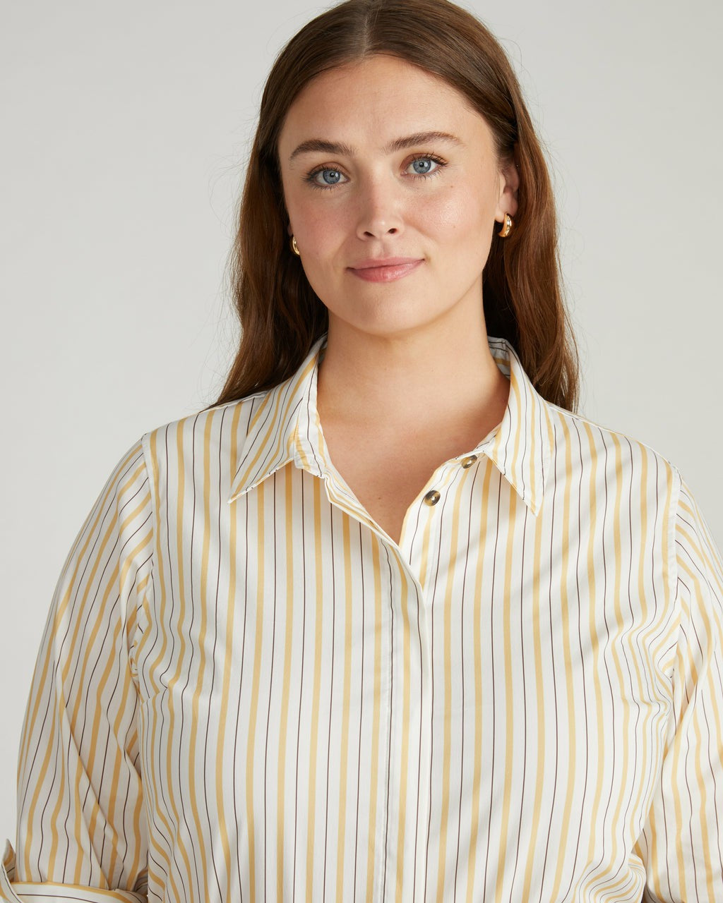 Elbe Stretch Poplin Shirt Classic Fit - Yellow Multi Stripe | Universal Standard