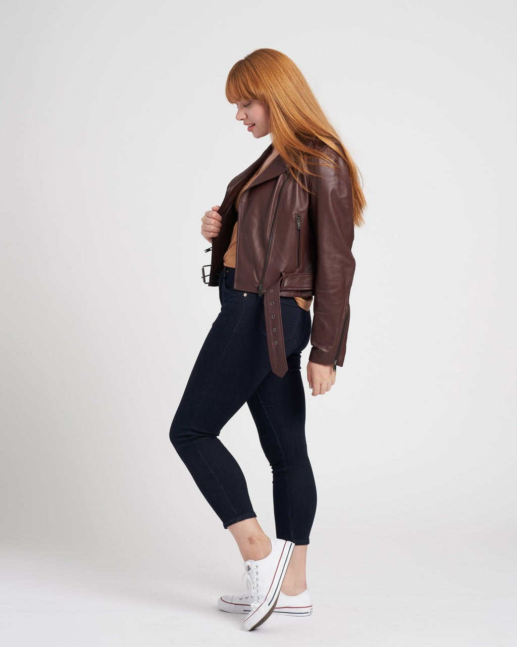 Leeron Leather Moto Jacket - Chili Chocolate | Universal Standard
