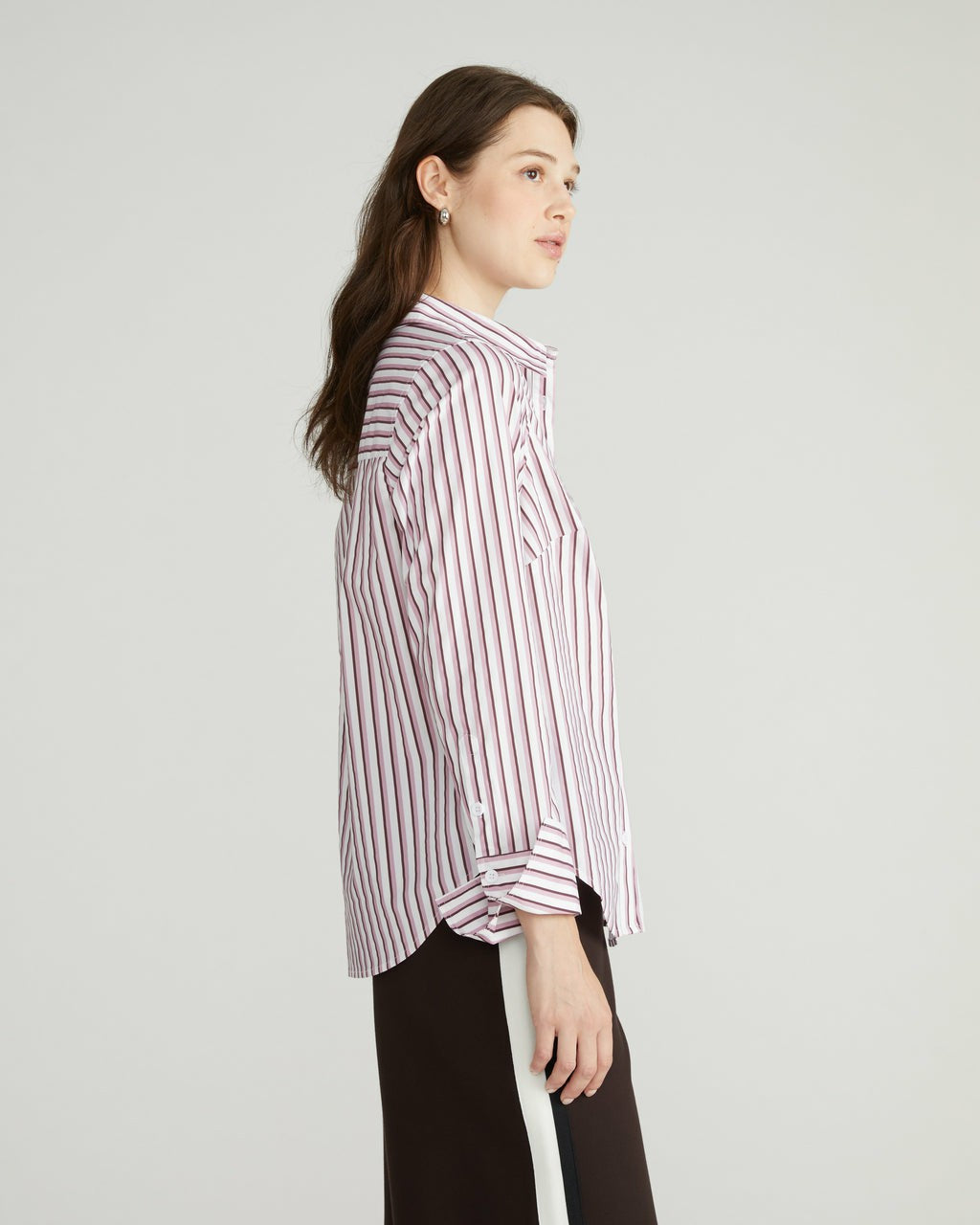 Henning x US Madison Shirt - Lilac Multi Stripe | Universal Standard
