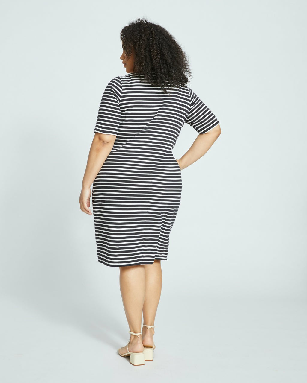 Belle Breton Stripe Jersey Dress - Black/White Stripe | Universal Standard