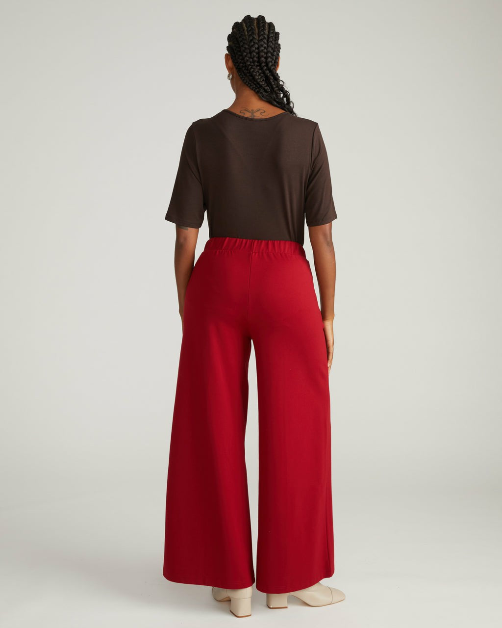 Pam Pintuck Wide Leg Ponte Pants - Garnet | Universal Standard