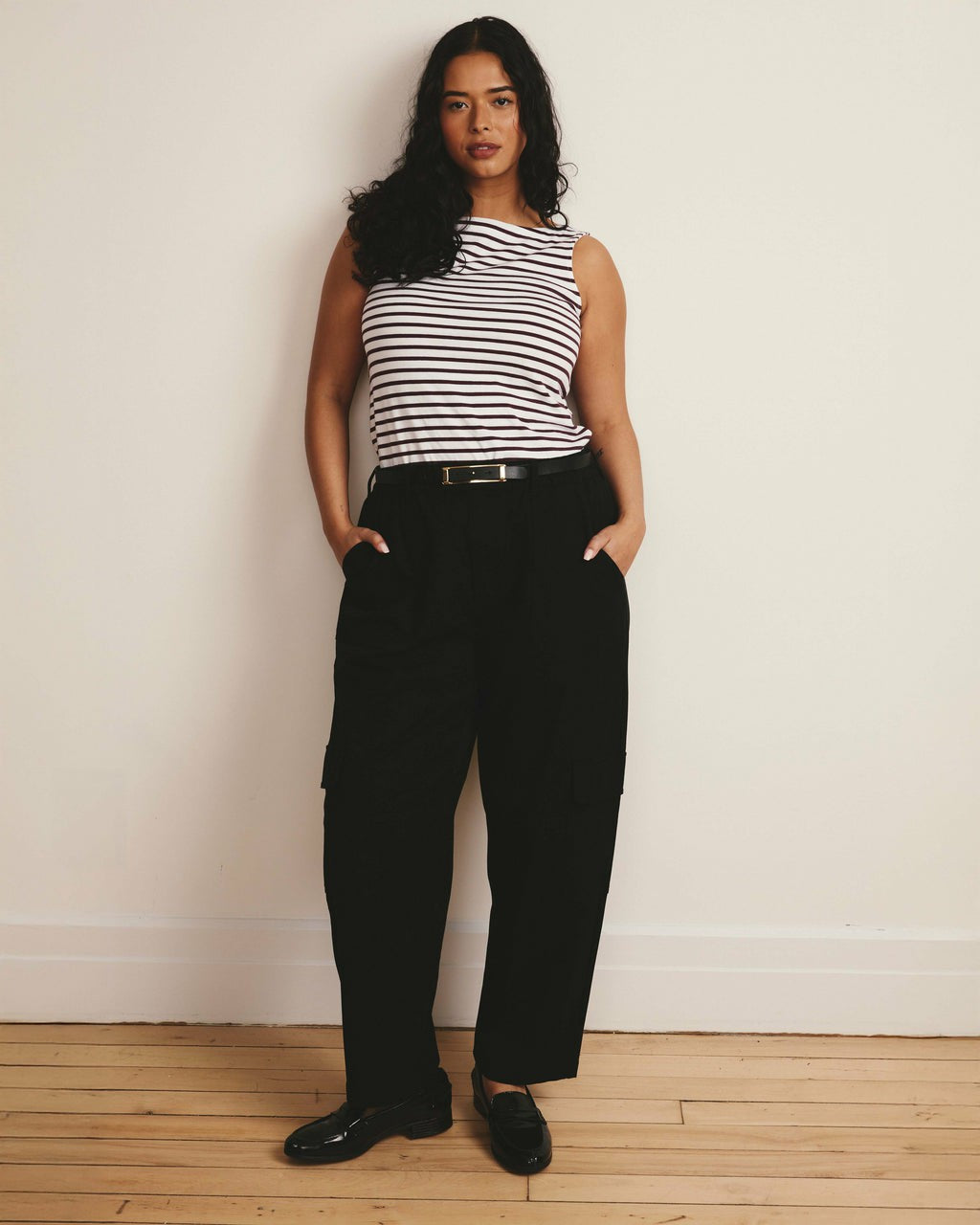 Noyack Breton Stripe Boatneck Tank - White/Gamay Stripe | Universal Standard