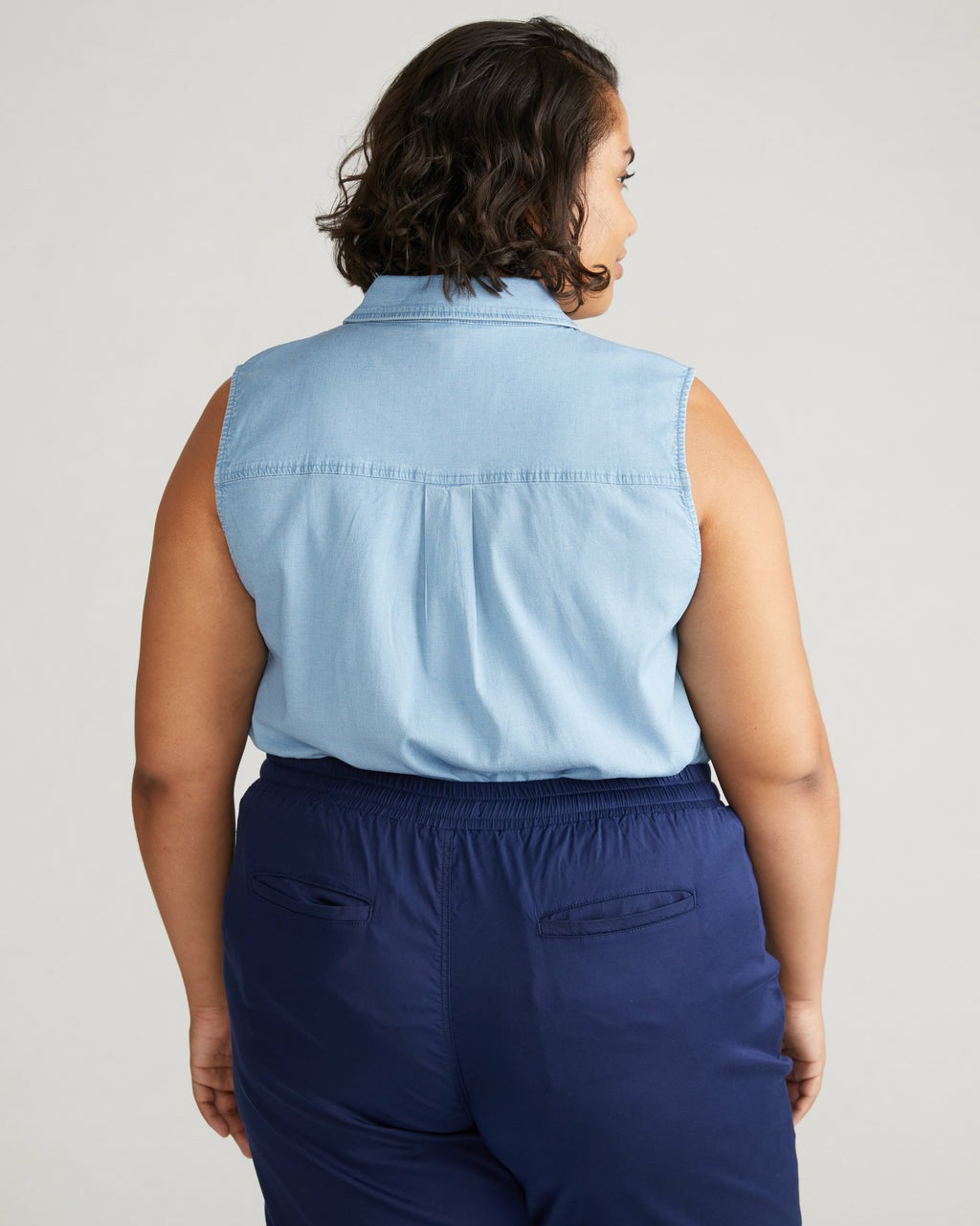 Perfect Tencel Chambray Sleeveless Shirt - Morning Blue | Universal Standard