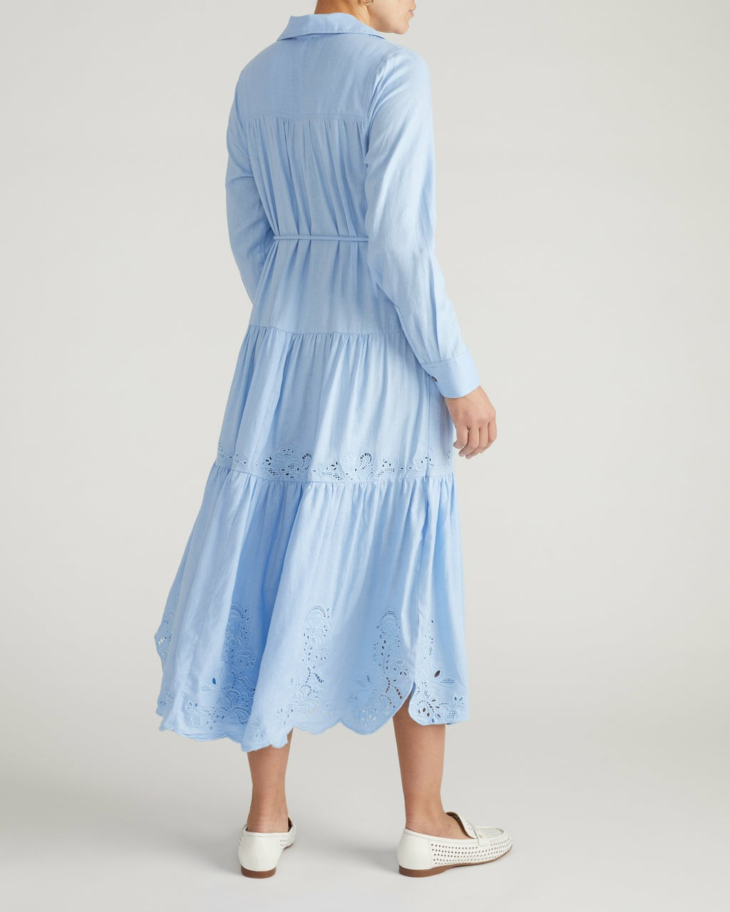 Alix Embroidered Linen Blend Shirtdress - Cielo Blue | Universal Standard