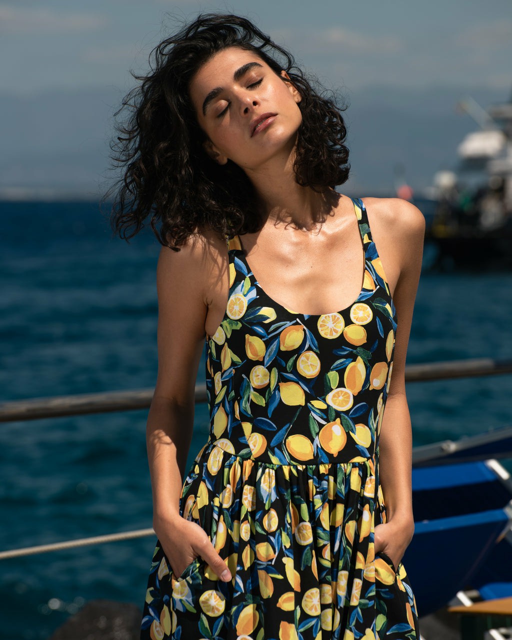 Cayo Cami Dress - Black Limoncello Print | Universal Standard