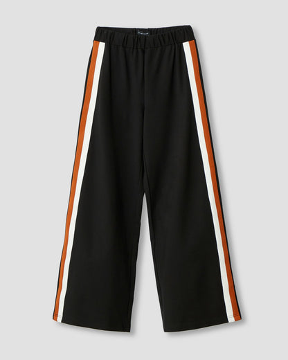 Stephanie Wide Leg Stripe Ponte Pants 30 Inch - Black with Ochre/White | Universal Standard