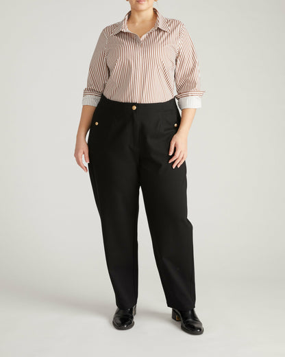 Elbe Stretch Poplin Shirt Classic Fit - Allspice/White Stripe | Universal Standard