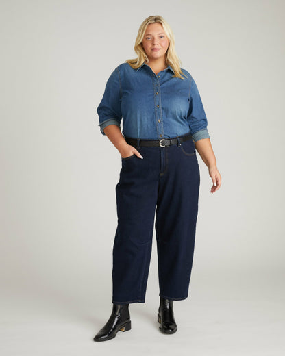 Dakota Cropped Barrel Leg Jeans - Dark Indigo | Universal Standard