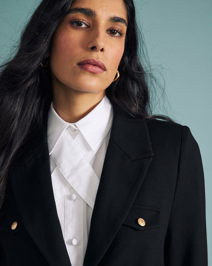 Janet Tie-Neck Cotton Poplin Shirt - White | Universal Standard