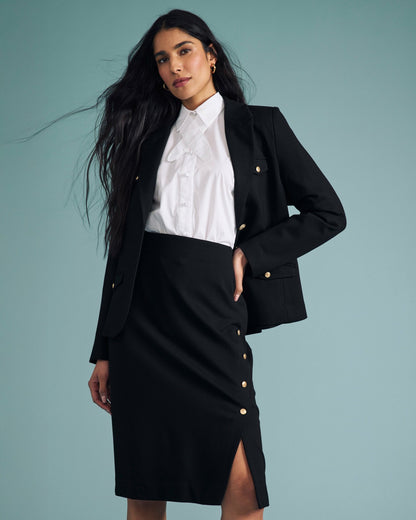 Janet Tie-Neck Cotton Poplin Shirt - White | Universal Standard