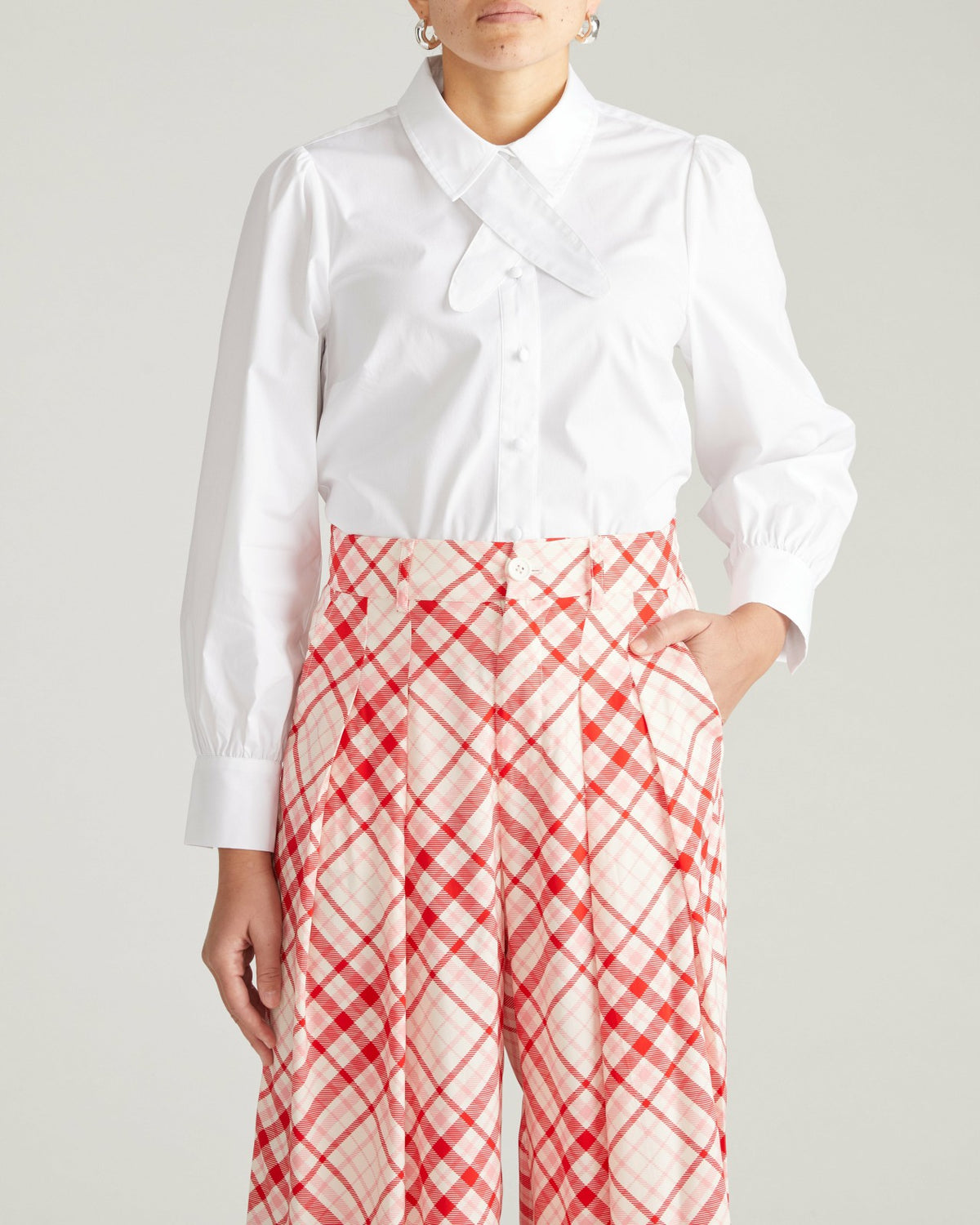 Janet Tie-Neck Cotton Poplin Shirt - White | Universal Standard