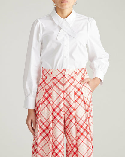 Janet Tie-Neck Cotton Poplin Shirt - White | Universal Standard