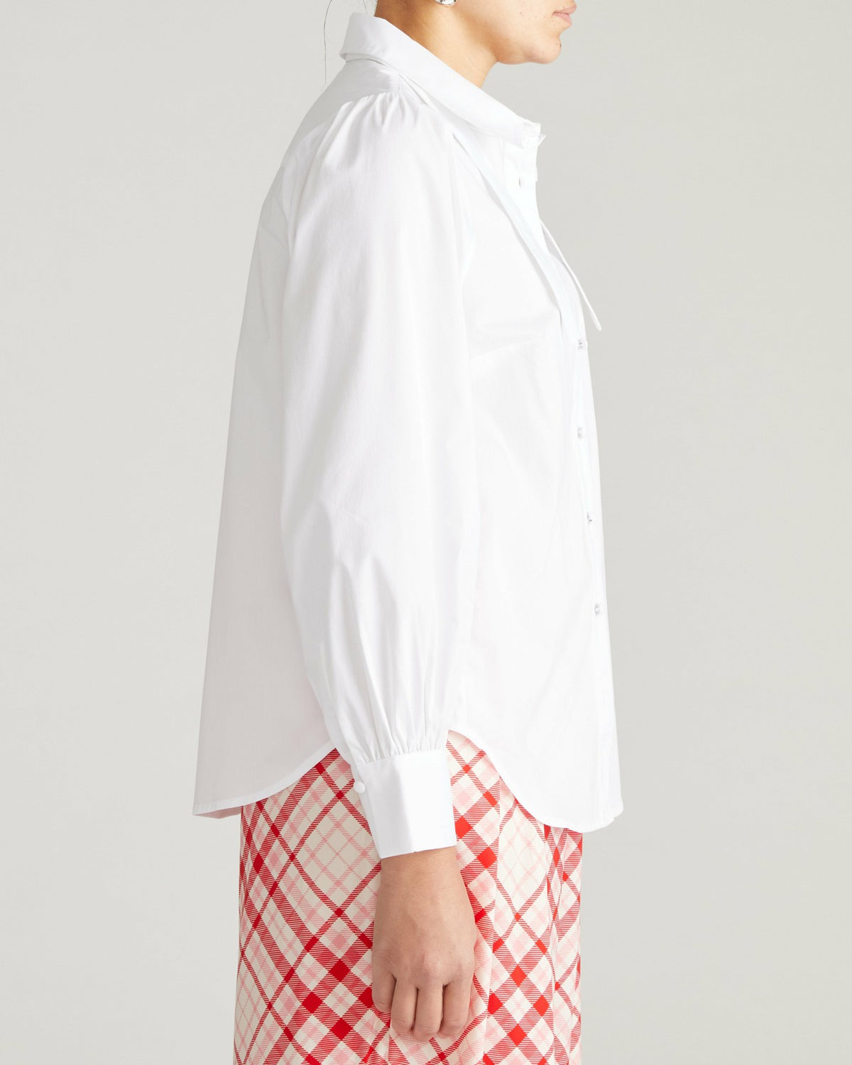 Janet Tie-Neck Cotton Poplin Shirt - White | Universal Standard