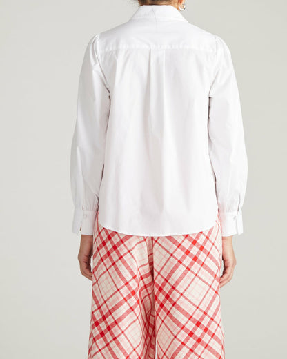 Janet Tie-Neck Cotton Poplin Shirt - White | Universal Standard