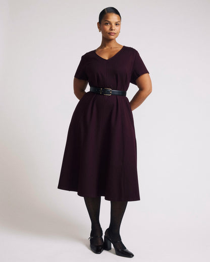 Lucinda Ponte Midi Dress - Black Cherry | Universal Standard