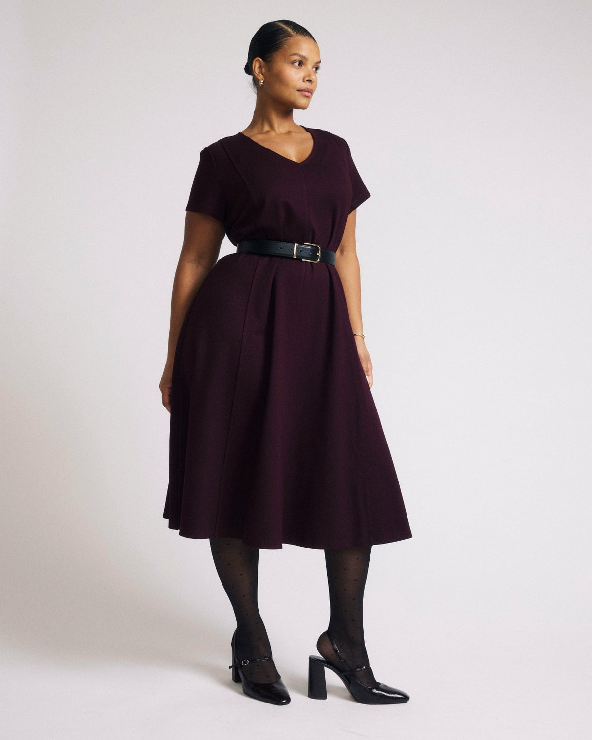 Lucinda Ponte Midi Dress - Black Cherry | Universal Standard