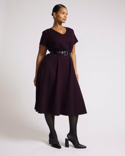 Lucinda Ponte Midi Dress - Black Cherry | Universal Standard