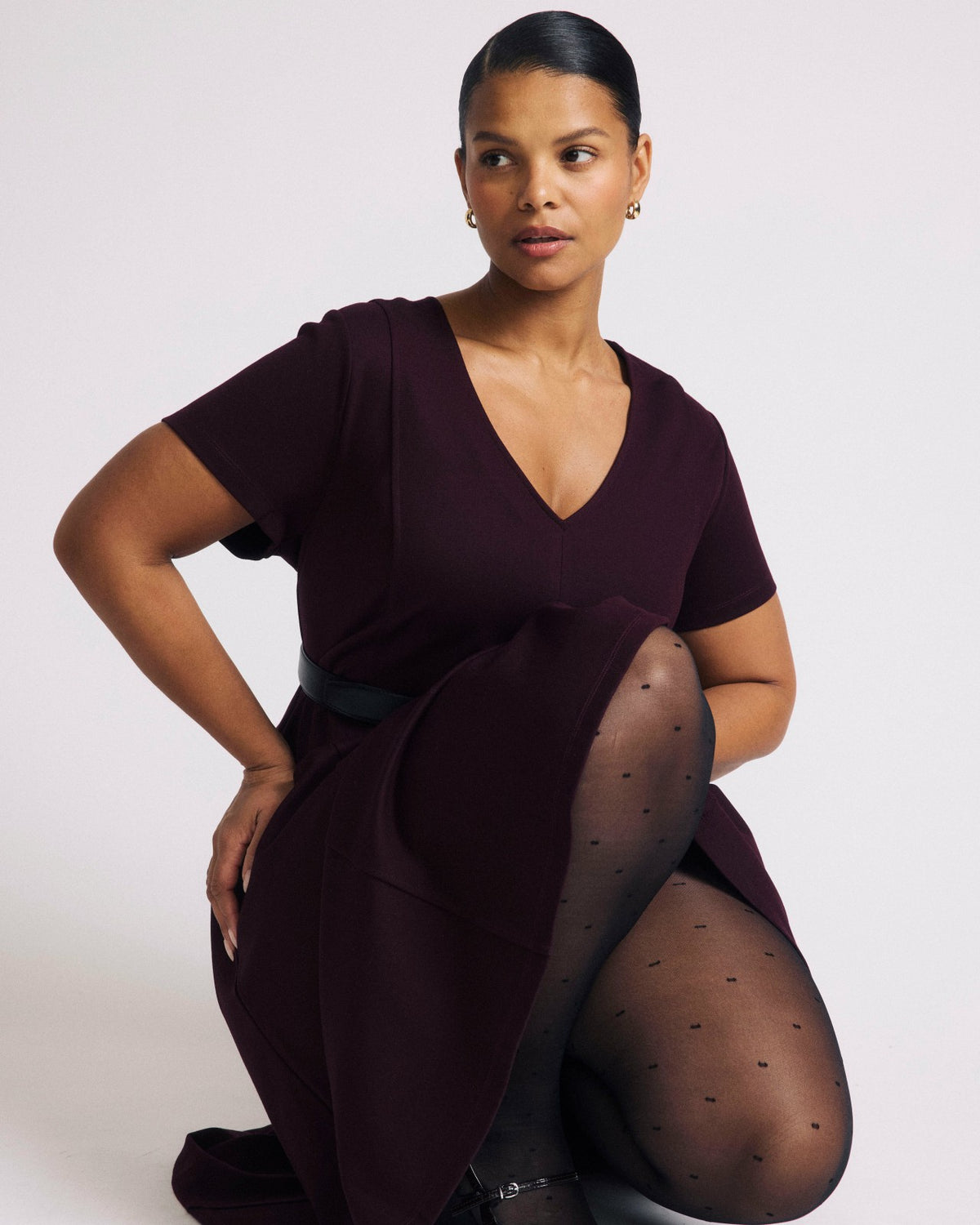 Lucinda Ponte Midi Dress - Black Cherry | Universal Standard