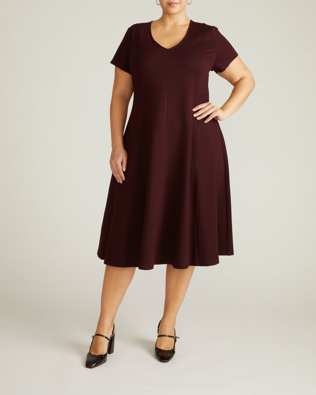 Lucinda Ponte Midi Dress - Black Cherry | Universal Standard