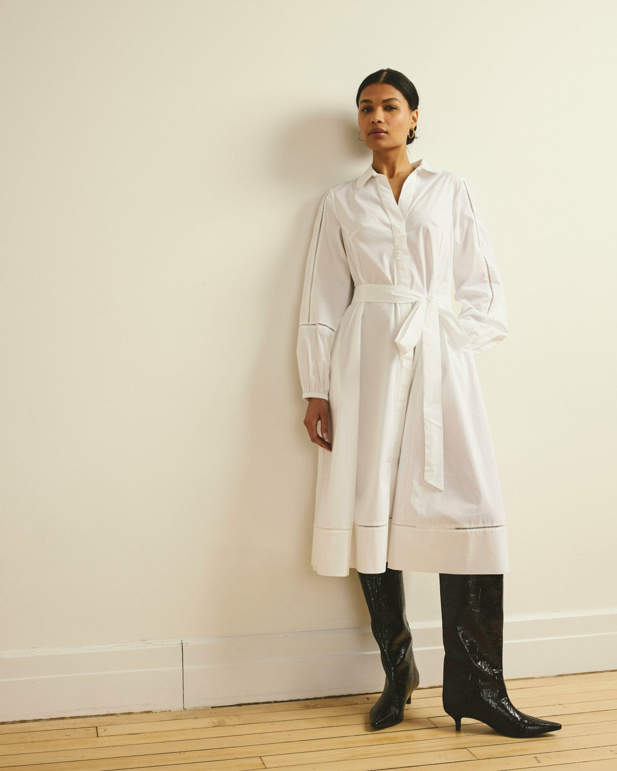 Claire Stretch Poplin Shirtdress - White | Universal Standard