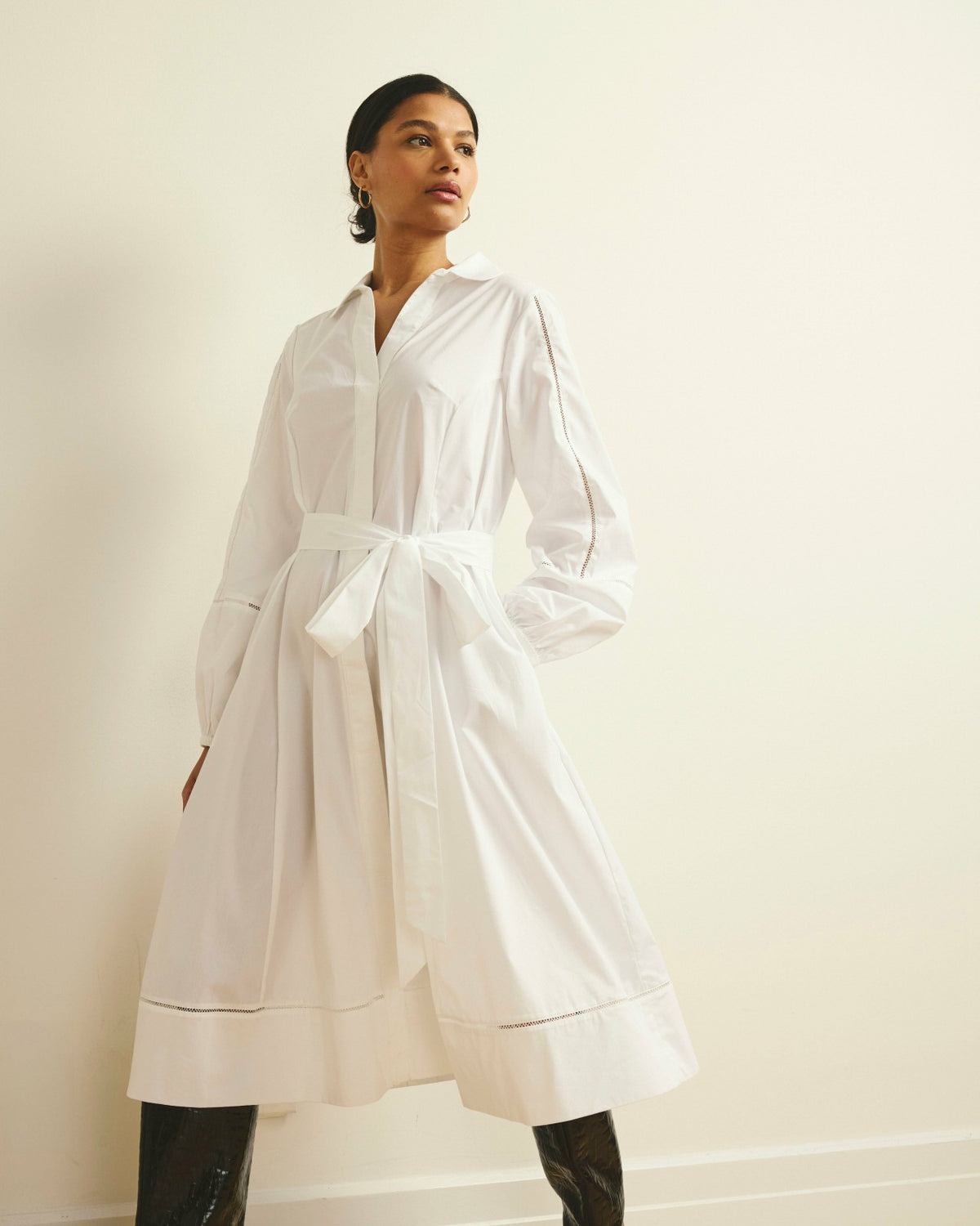 Claire Stretch Poplin Shirtdress - White | Universal Standard