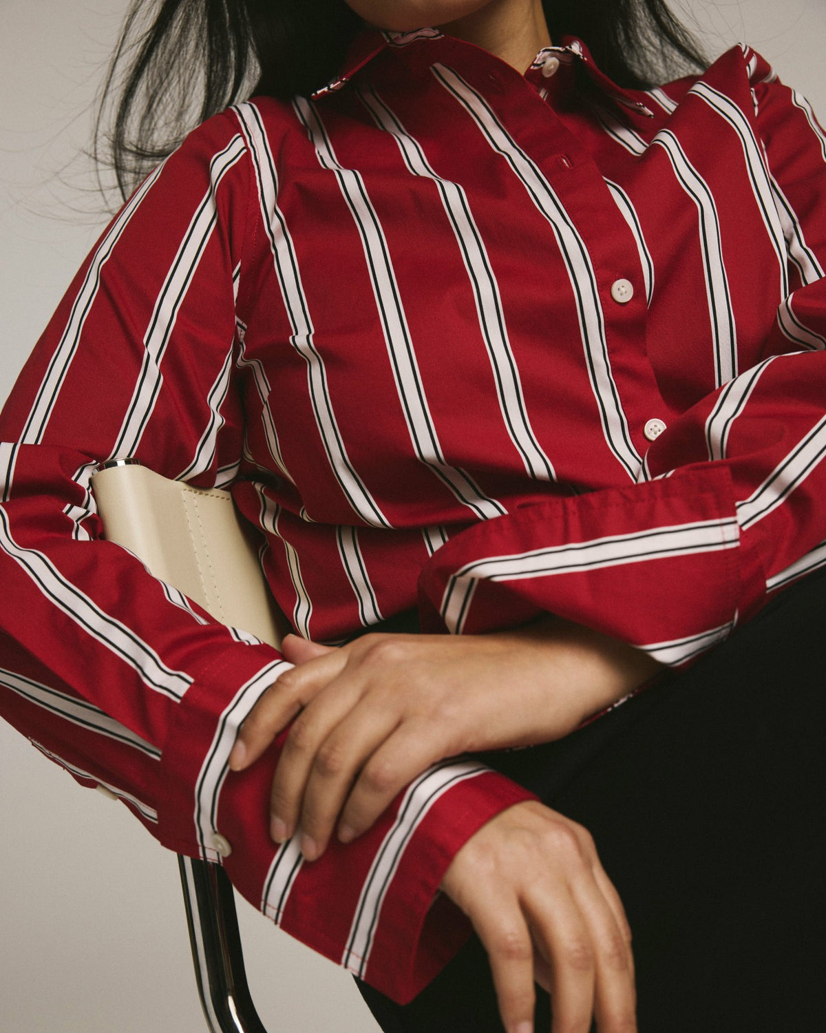 Henning x US Madison Shirt - Red/Black/White Stripe | Universal Standard