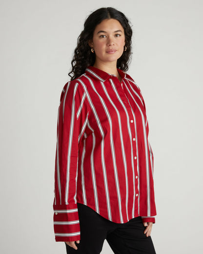 Henning x US Madison Shirt - Red/Black/White Stripe | Universal Standard