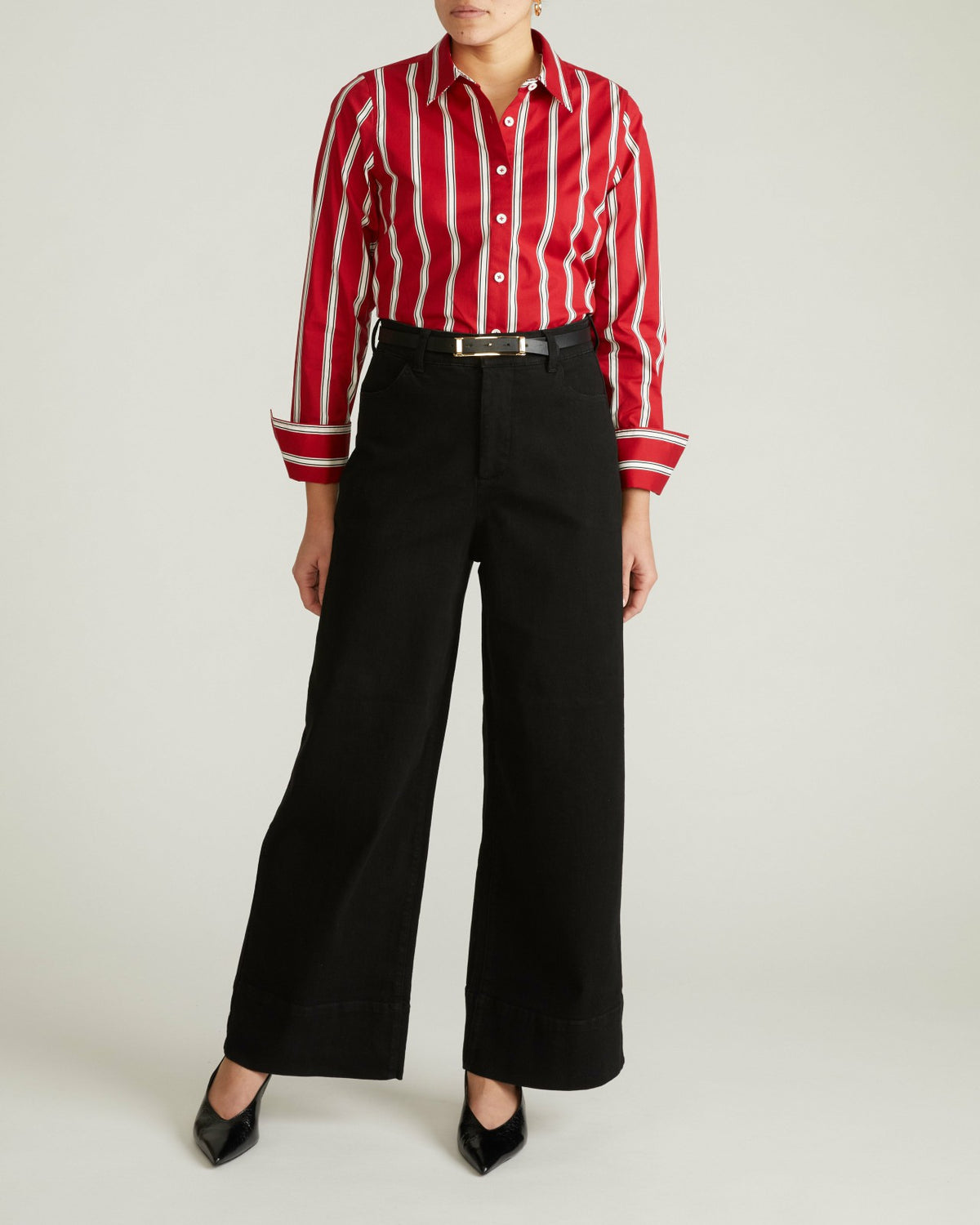 Henning x US Madison Shirt - Red/Black/White Stripe | Universal Standard