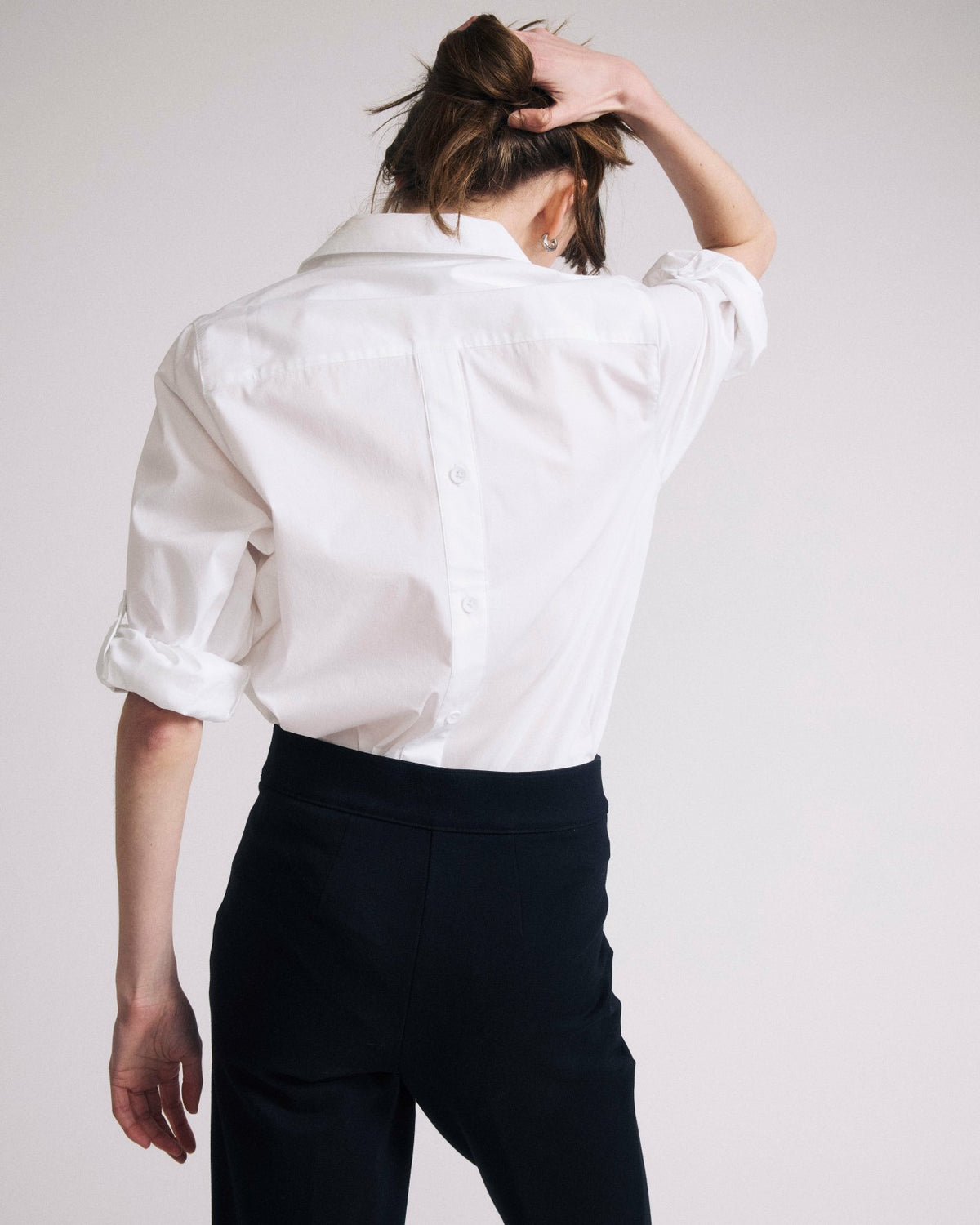 Button Back Poplin Polo Shirt - White | Universal Standard