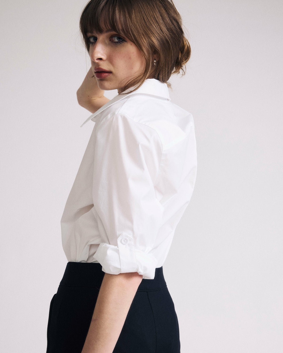 Button Back Poplin Polo Shirt - White | Universal Standard