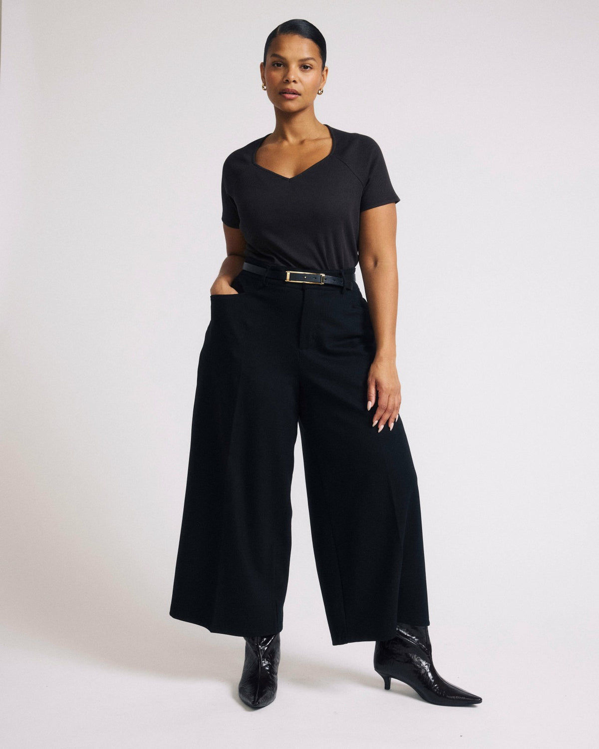 Cropped Wide Leg Ponte Pants - Black | Universal Standard