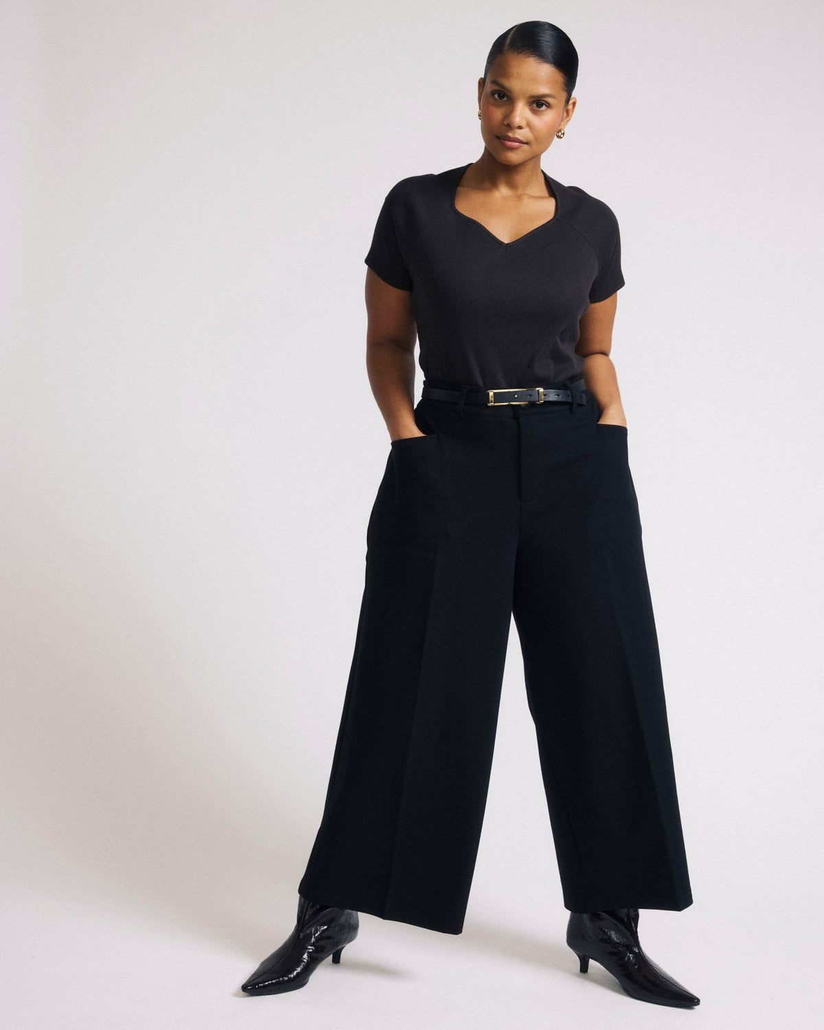 Cropped Wide Leg Ponte Pants - Black | Universal Standard